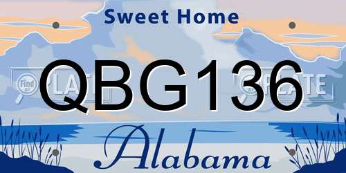 QBG136 Alabama License Plate