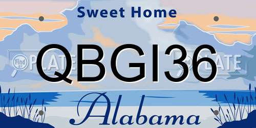 QBGI36 Alabama License Plate