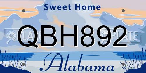 QBH892 Alabama License Plate
