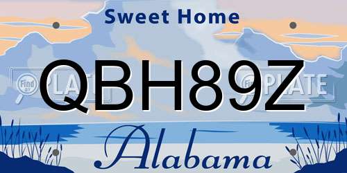 QBH89Z Alabama License Plate