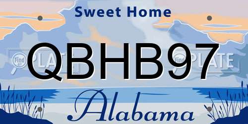 QBHB97 Alabama License Plate