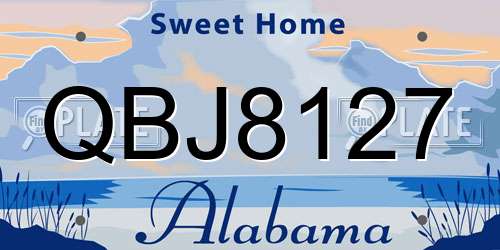 QBJ8127 Alabama License Plate