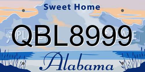 QBL8999 Alabama License Plate