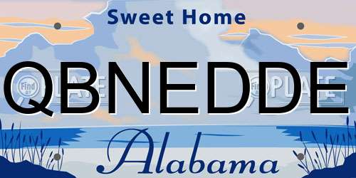 QBNEDDE Alabama License Plate