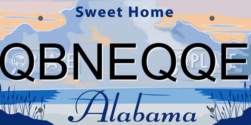 QBNEQQE Alabama License Plate
