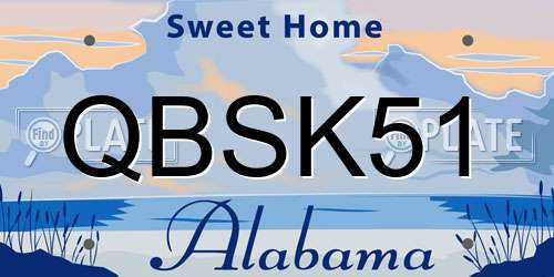 QBSK51 Alabama License Plate