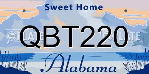 QBT220 Alabama License Plate