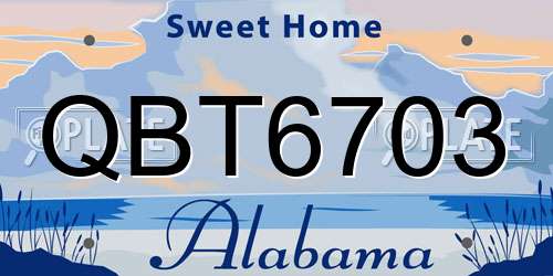 QBT6703 Alabama License Plate