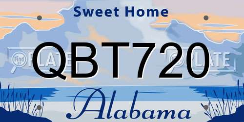 QBT720 Alabama License Plate
