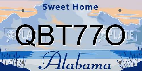 QBT77O Alabama License Plate