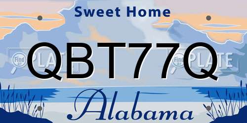 QBT77Q Alabama License Plate