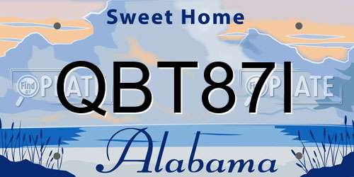 QBT87I Alabama License Plate