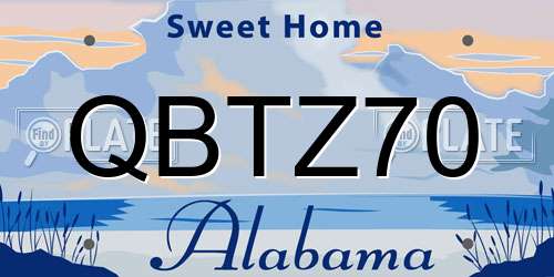 QBTZ70 Alabama License Plate