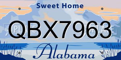 QBX7963 Alabama License Plate
