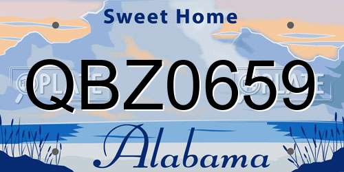 QBZ0659 Alabama License Plate