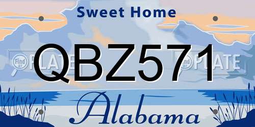 QBZ571 Alabama License Plate