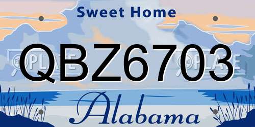 QBZ6703 Alabama License Plate