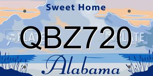 QBZ720 Alabama License Plate