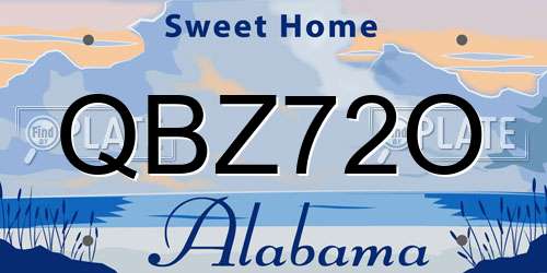 QBZ72O Alabama License Plate