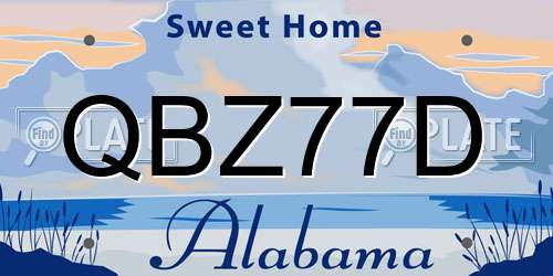 QBZ77D Alabama License Plate
