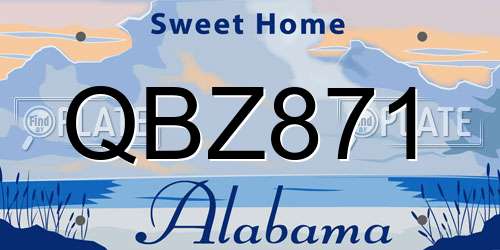 QBZ871 Alabama License Plate