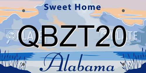 QBZT20 Alabama License Plate