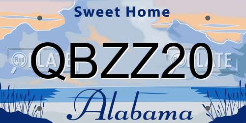 QBZZ20 Alabama License Plate