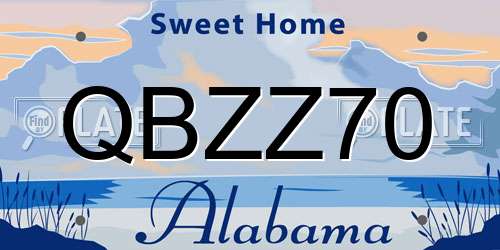 QBZZ70 Alabama License Plate