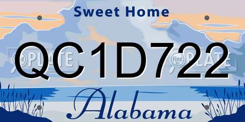 QC1D722 Alabama License Plate