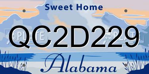 QC2D229 Alabama License Plate