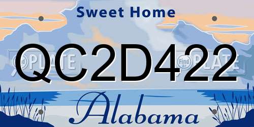 QC2D422 Alabama License Plate