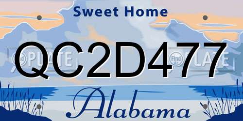 QC2D477 Alabama License Plate