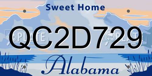 QC2D729 Alabama License Plate