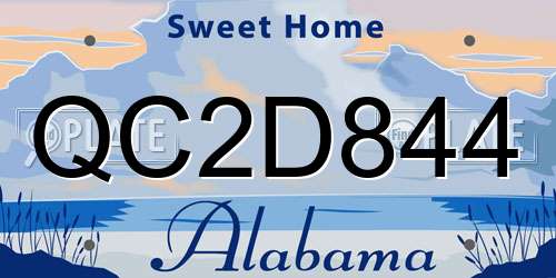 QC2D844 Alabama License Plate