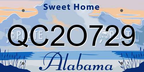 QC2O729 Alabama License Plate