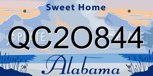 QC2O844 Alabama License Plate