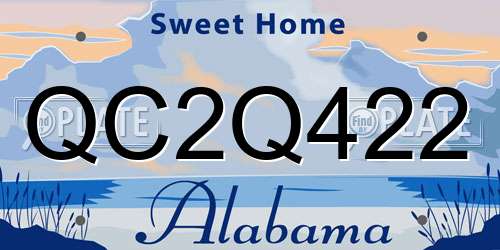 QC2Q422 Alabama License Plate