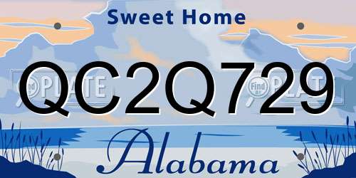 QC2Q729 Alabama License Plate