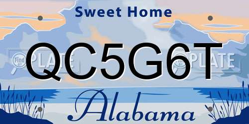 QC5G6T Alabama License Plate