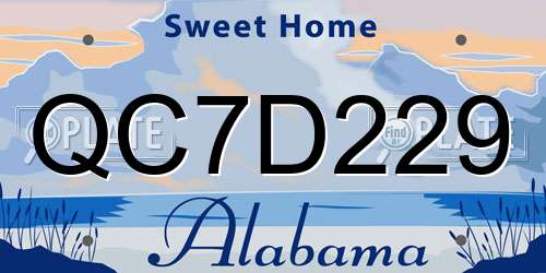 QC7D229 Alabama License Plate