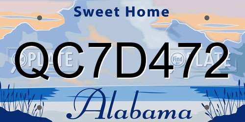 QC7D472 Alabama License Plate