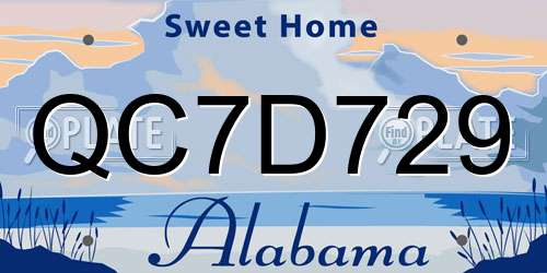 QC7D729 Alabama License Plate