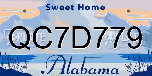 QC7D779 Alabama License Plate