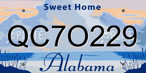 QC7O229 Alabama License Plate
