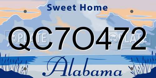 QC7O472 Alabama License Plate