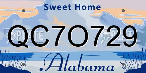 QC7O729 Alabama License Plate