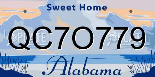 QC7O779 Alabama License Plate