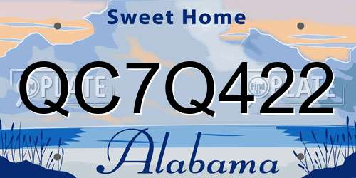QC7Q422 Alabama License Plate