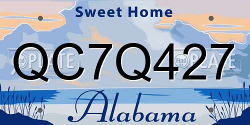 QC7Q427 Alabama License Plate