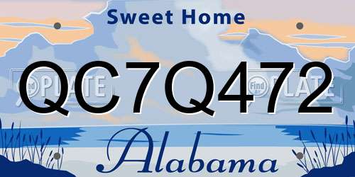 QC7Q472 Alabama License Plate